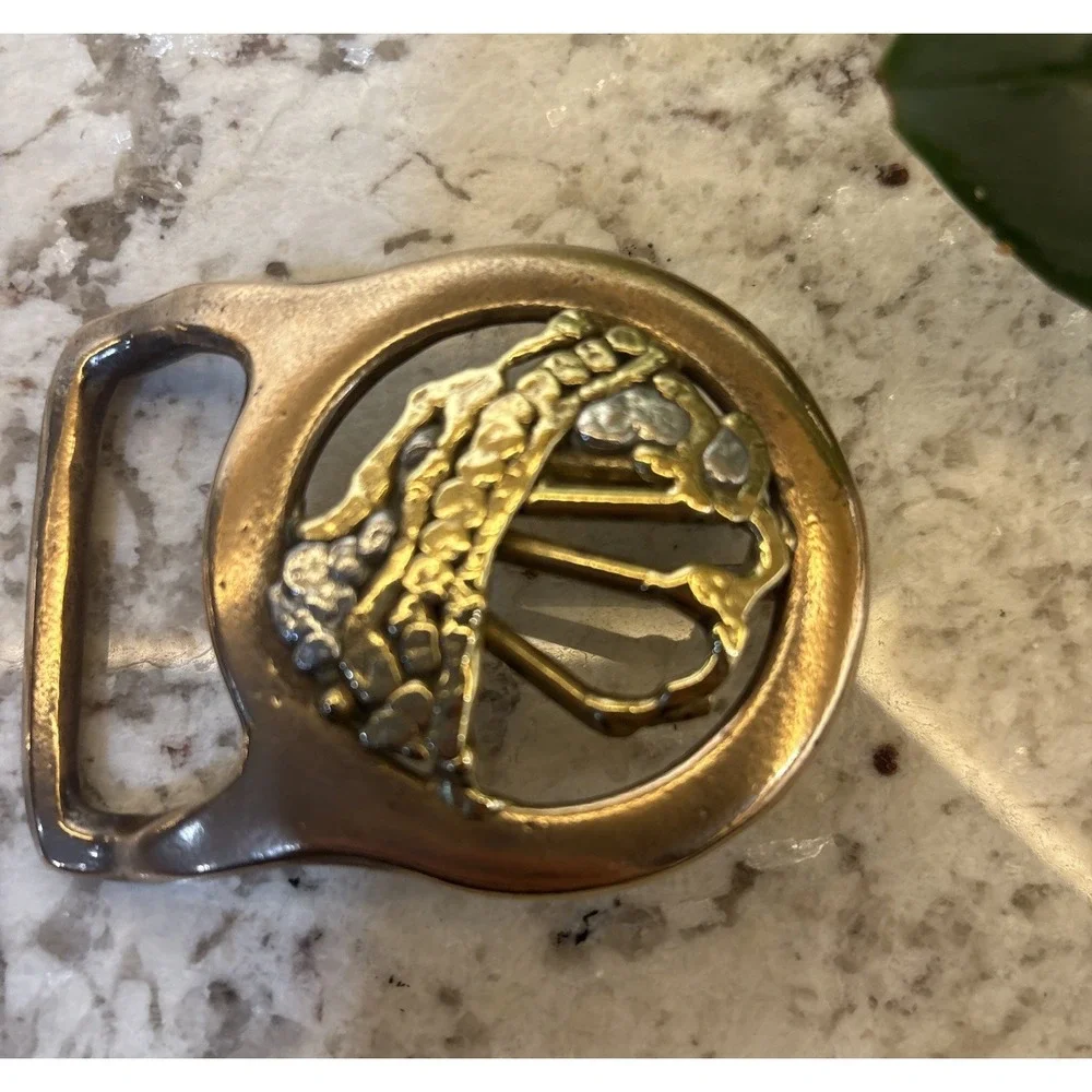 The Master Works Belt Buckle Brutalist‎ Vintage 1970s Brass Mixed Metals fashion